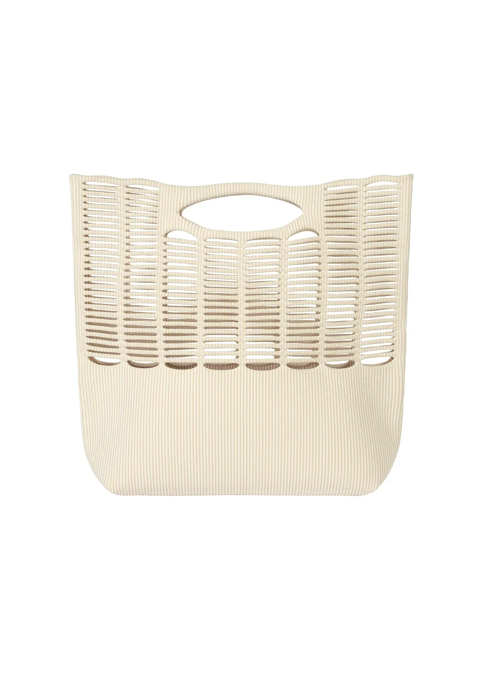 Issey Miyake Mokko Wale tote taška off white beige pruhovaná