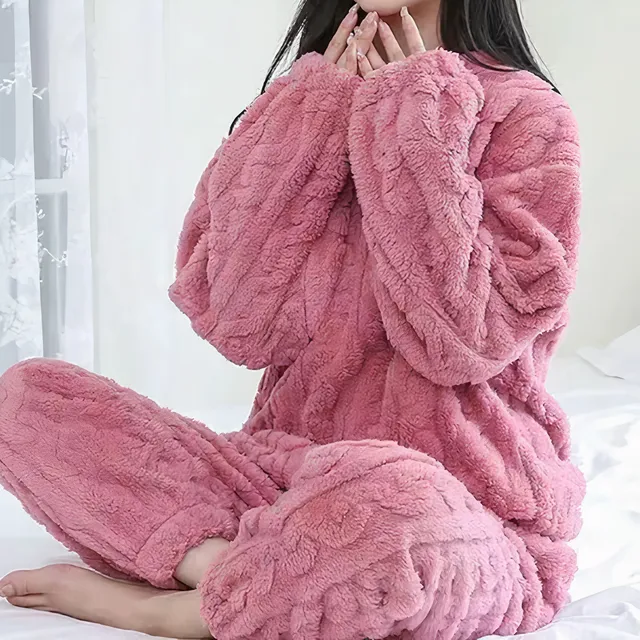 Norielle fleece pyžamo dámské dlouhé plyšové