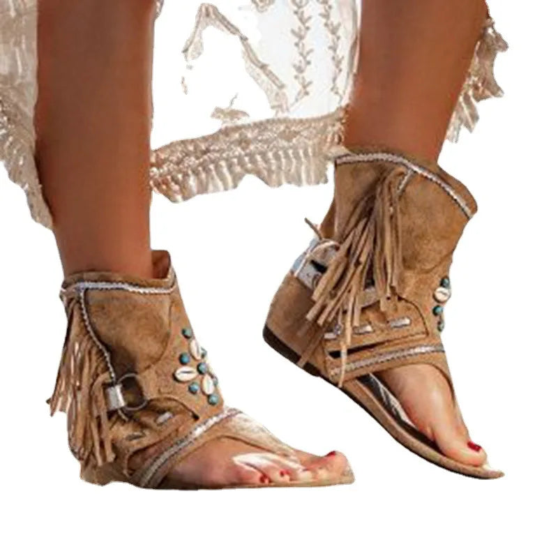 Norielle boho sandaly s trasnemi hnede ploche