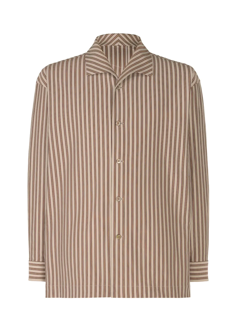 Issey Miyake Homme Plissé Stripe Jersey košile hnědá