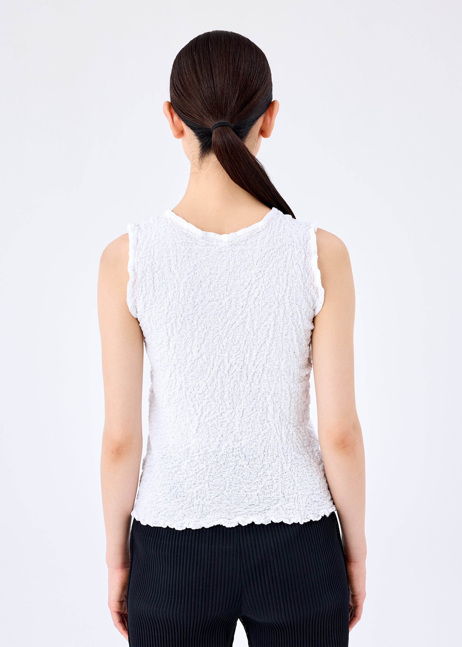 Issey Miyake Cauliflower top bez rukávů černá bavlněný
