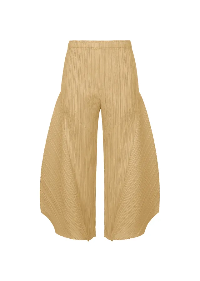 Issey Miyake Monthly Colors October plisované kalhoty ash beige