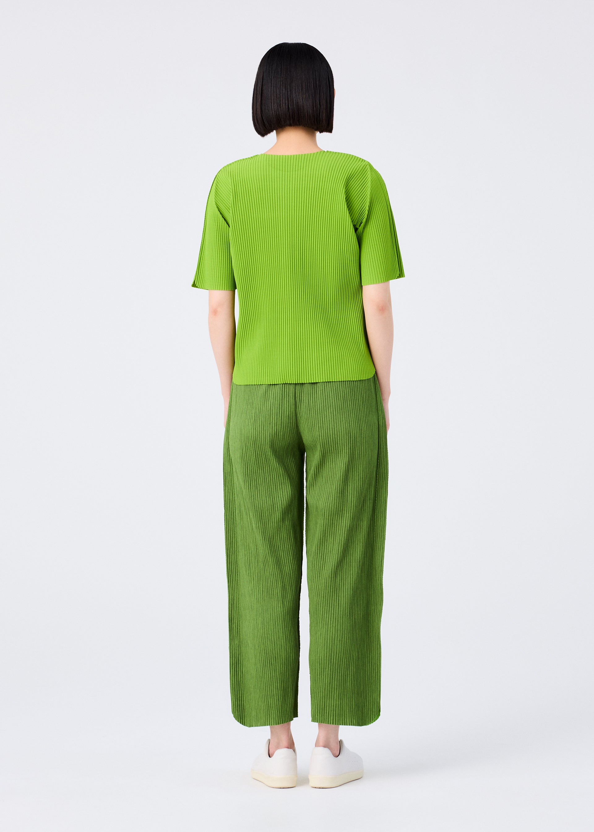 Issey Miyake Mix Fine Knit Pleats kalhoty žluté