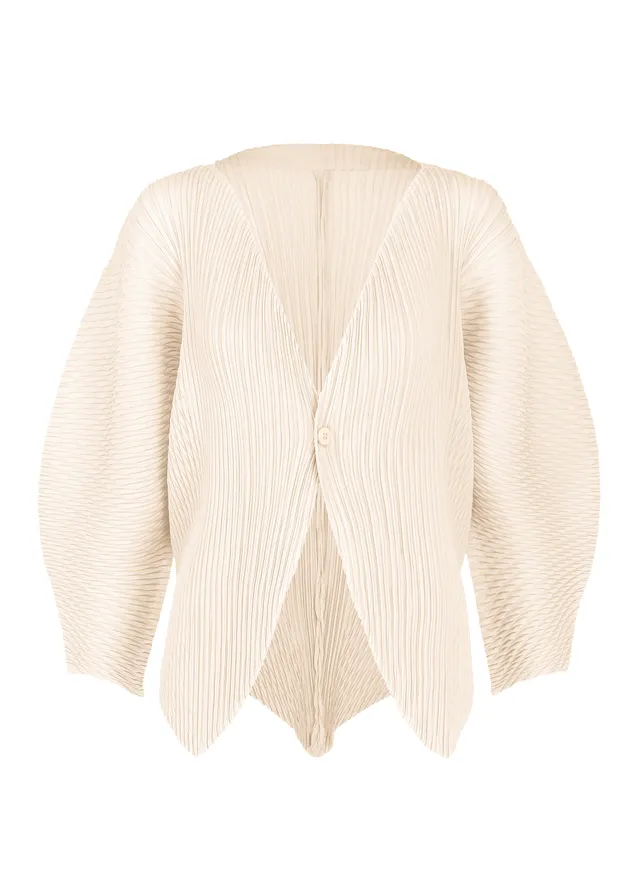 Issey Miyake Leaf Pleats kardigan Off-White listový