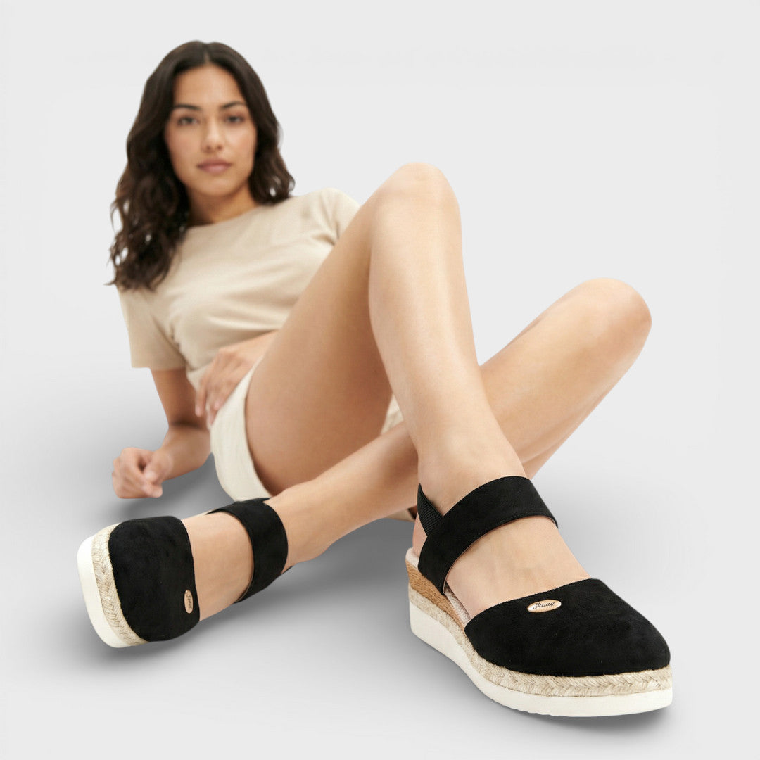 Norielle ploché sandály s elastickými pásky béžová espadrilky