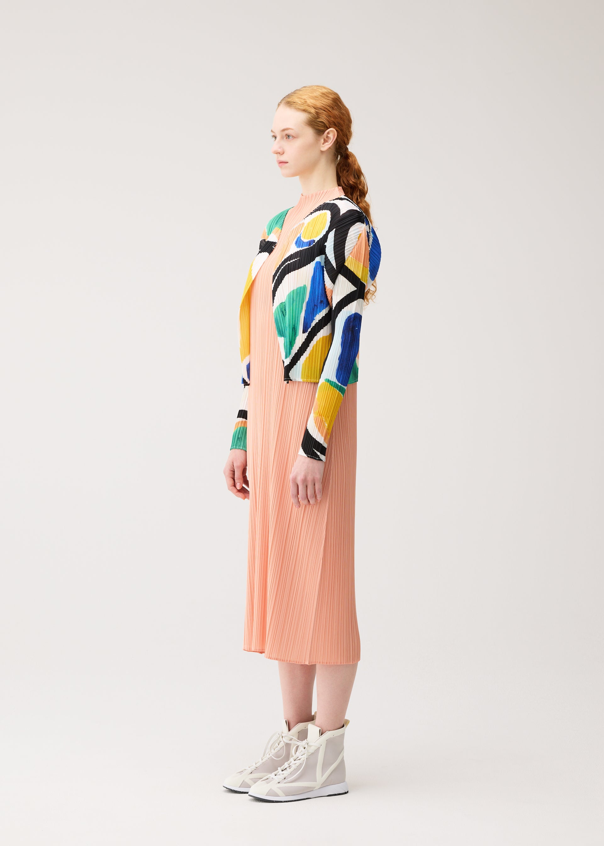 Pleats Please Issey Miyake Roll vzorovaný kardigan multi