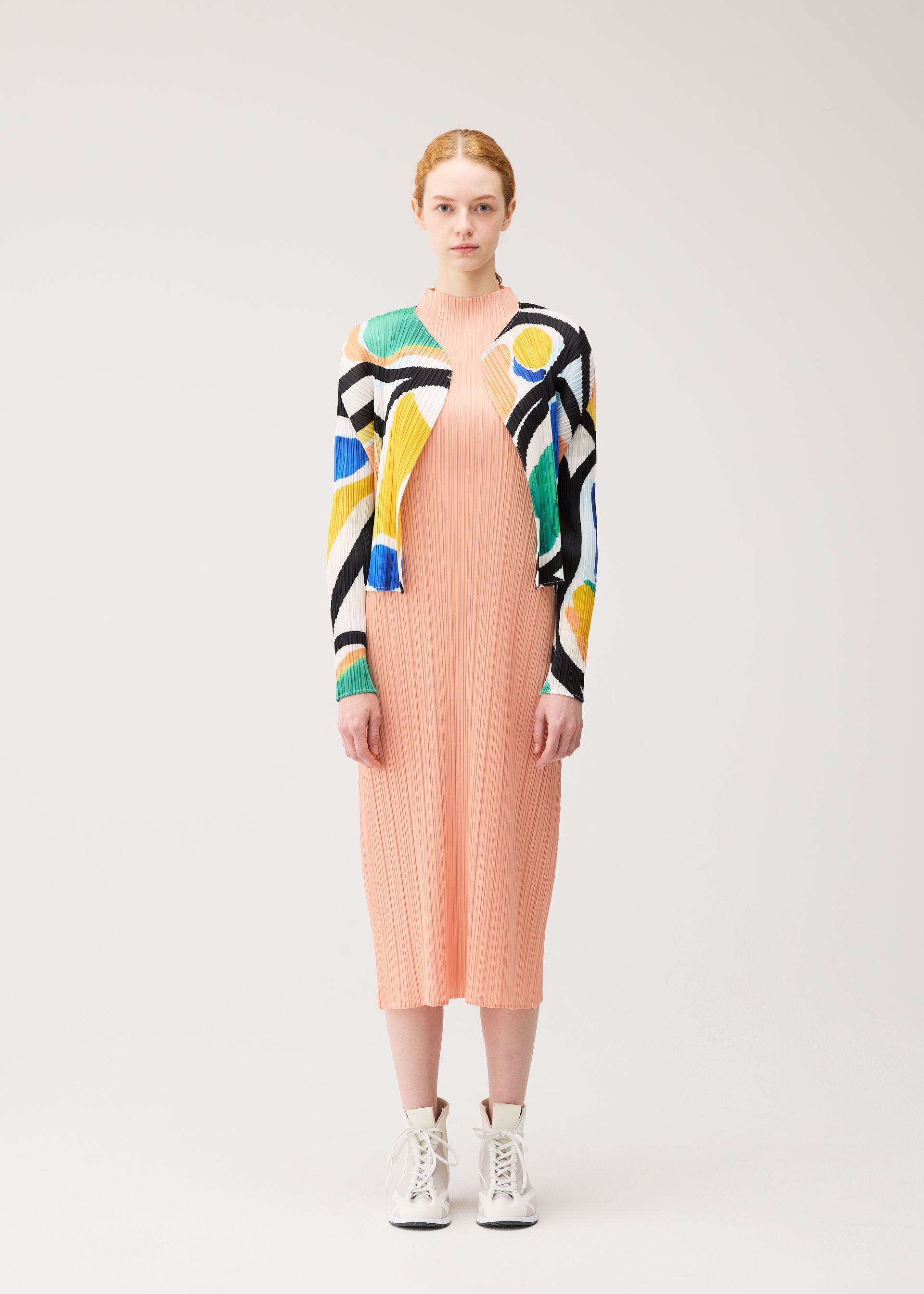 Pleats Please Issey Miyake Roll vzorovaný kardigan multi