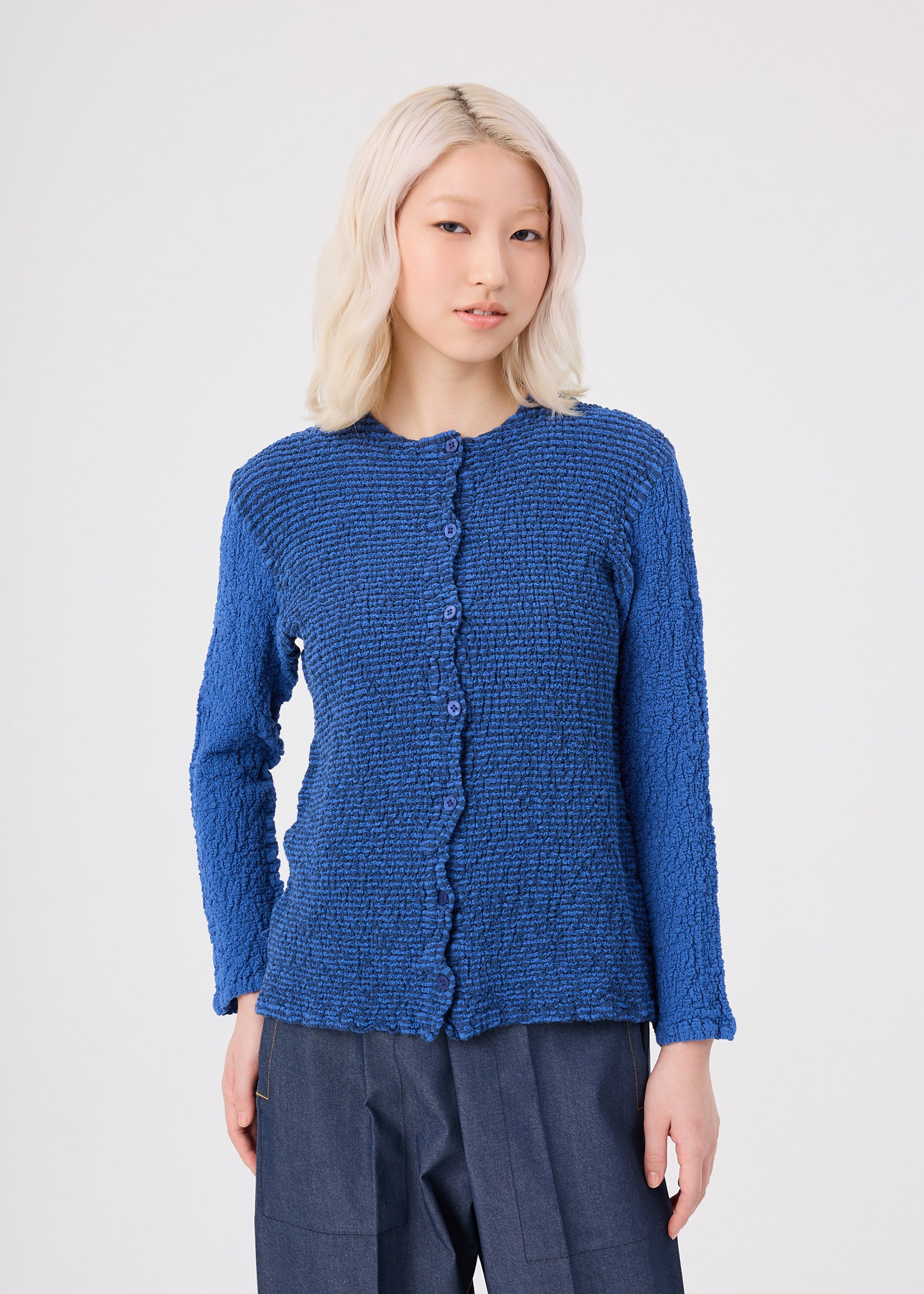 Issey Miyake Stripe Cauliflower cardigan černý proužky