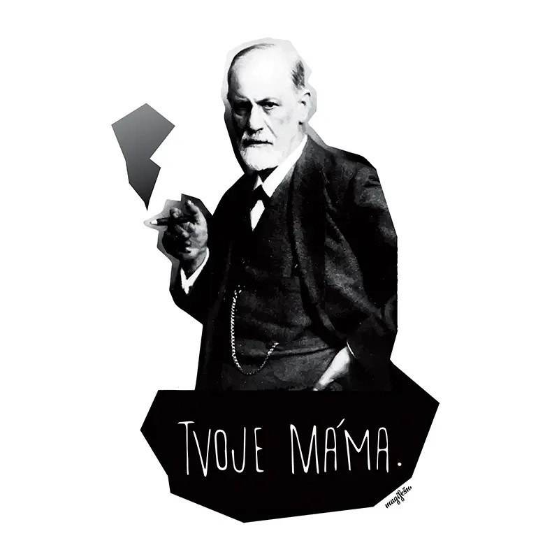 Magifešn XY Freud Tvoje máma bio tričko černé GOTS