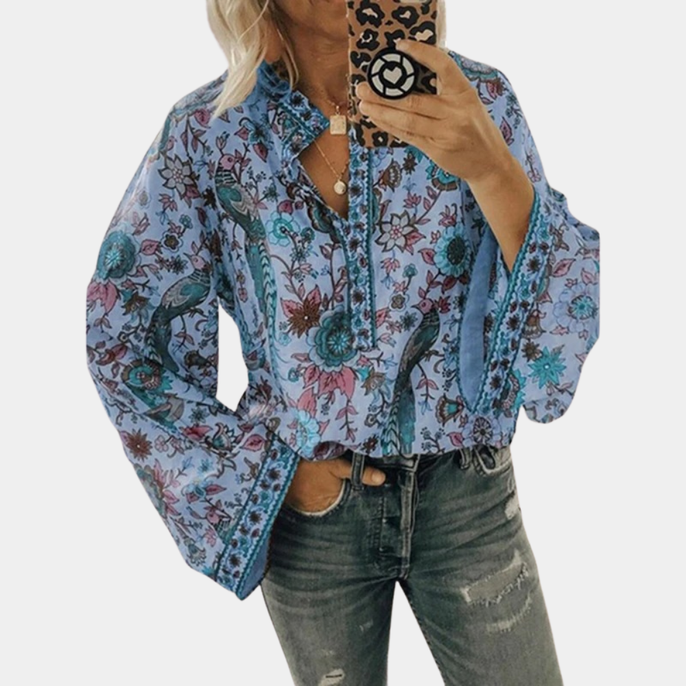 Norielle dámská boho halenka žlutá květovaná véčko