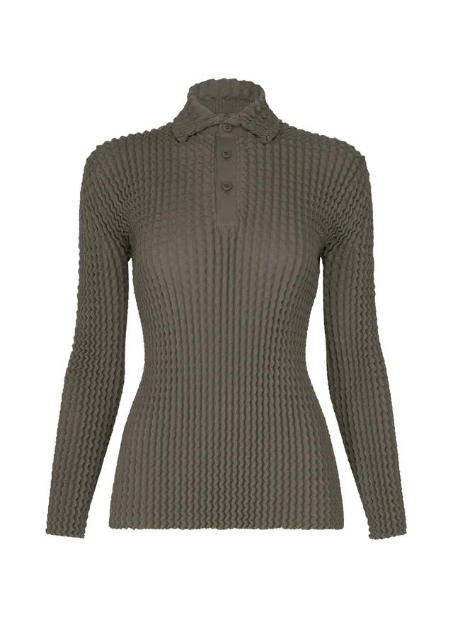 Issey Miyake Spongy-68 polo triko šedé pletené