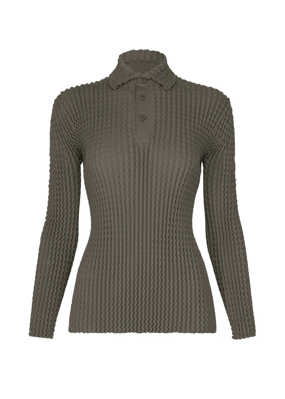 Issey Miyake Spongy-68 polo triko šedé pletené