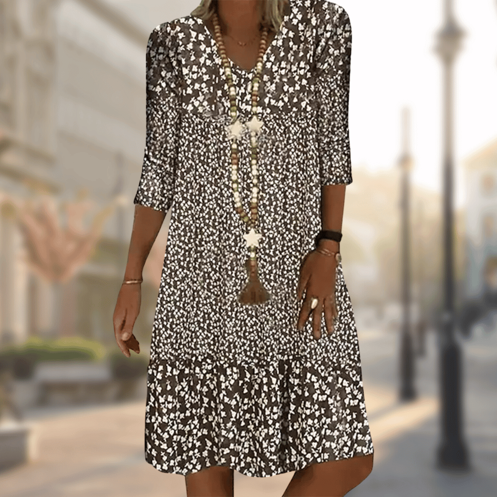 Norielle boho midi šaty s 3/4 rukávem modré