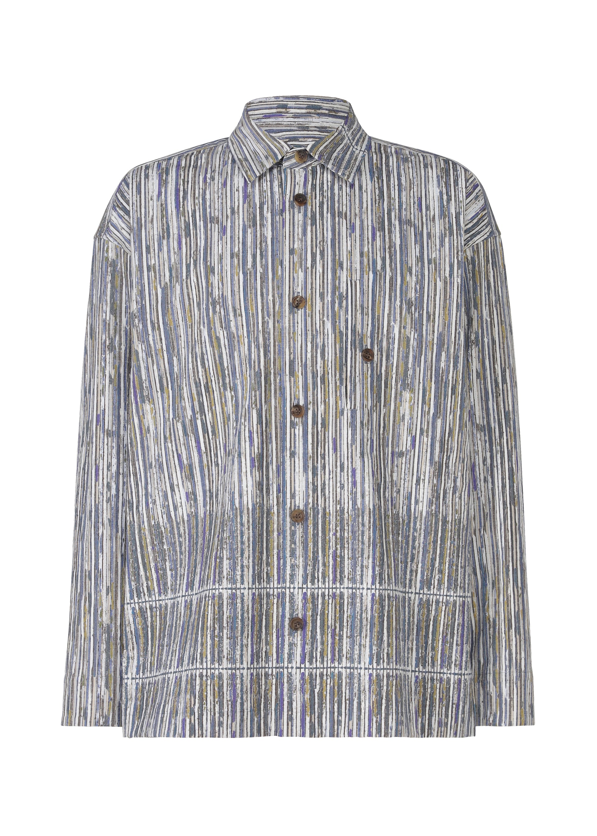 Issey Miyake Curviness Shirt košile charcoal gray pruhovaná