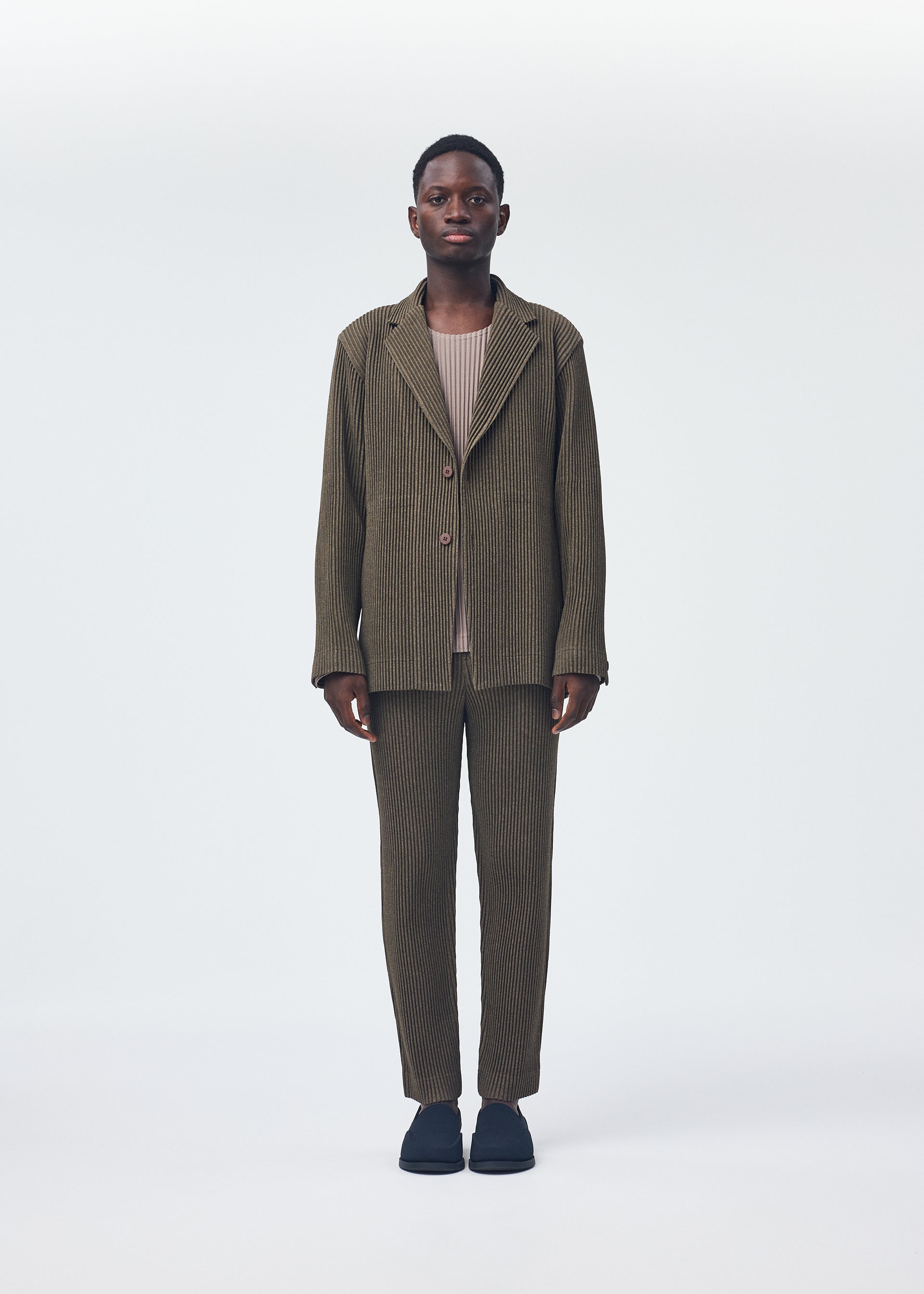 Issey Miyake Wool Like Light sako šedá vlněný vzhled