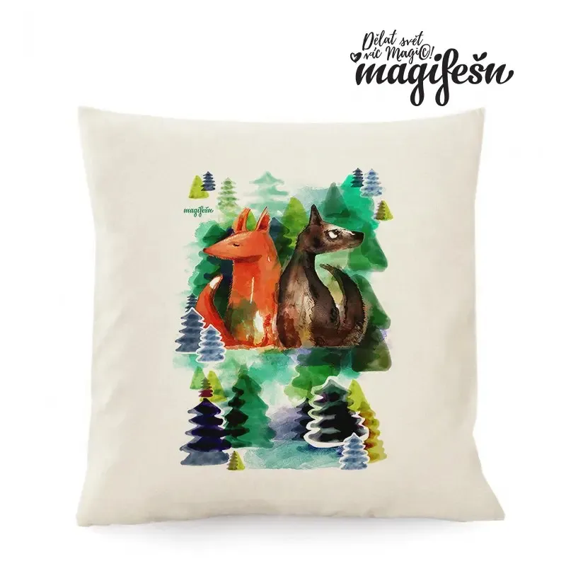 Magifešn Fair Trade povlak Liška a vlk v lese 50x50