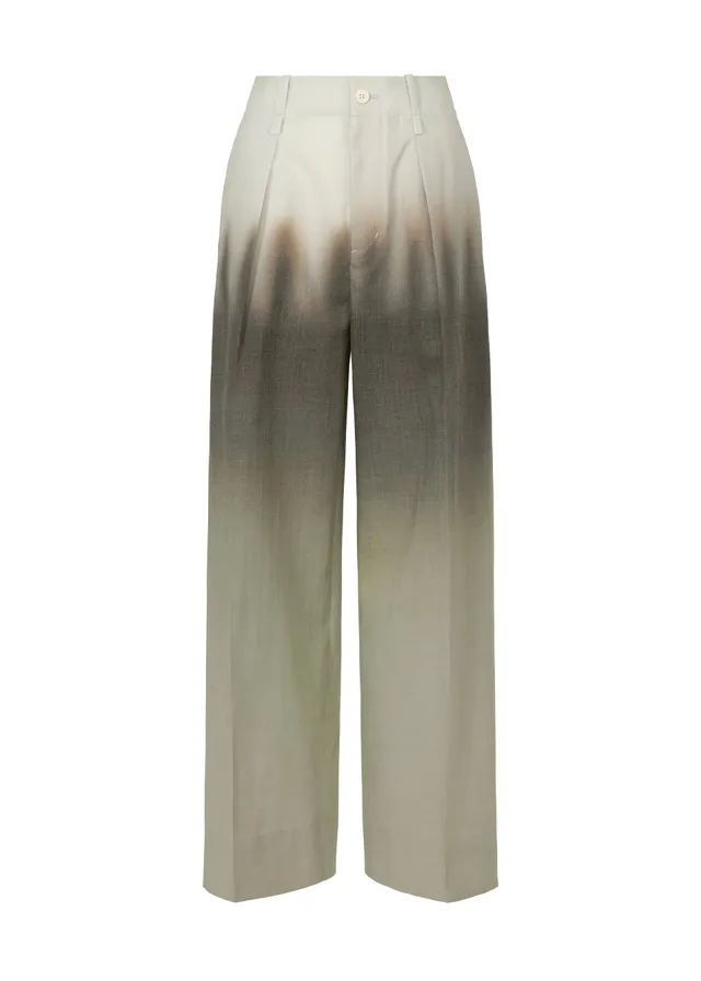 Issey Miyake Plumage široké kalhoty s ruční malbou