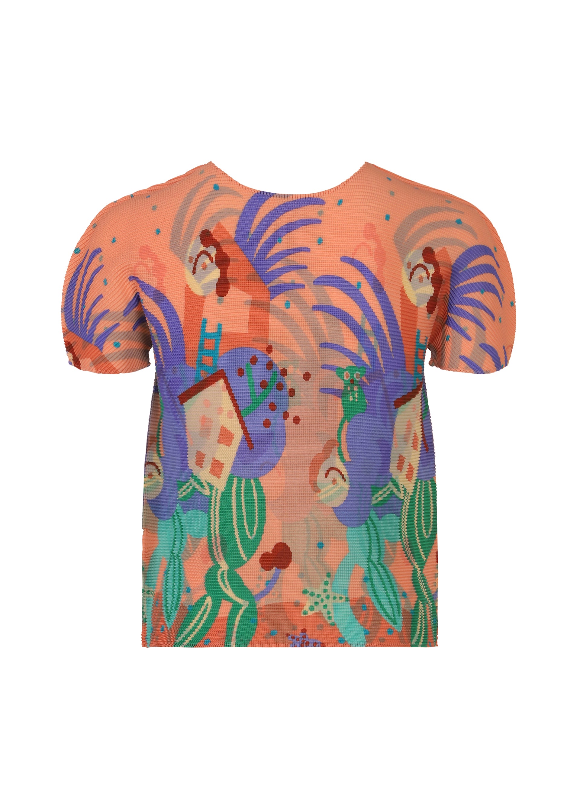 Issey Miyake Island tričko lososové s krátkým rukávem