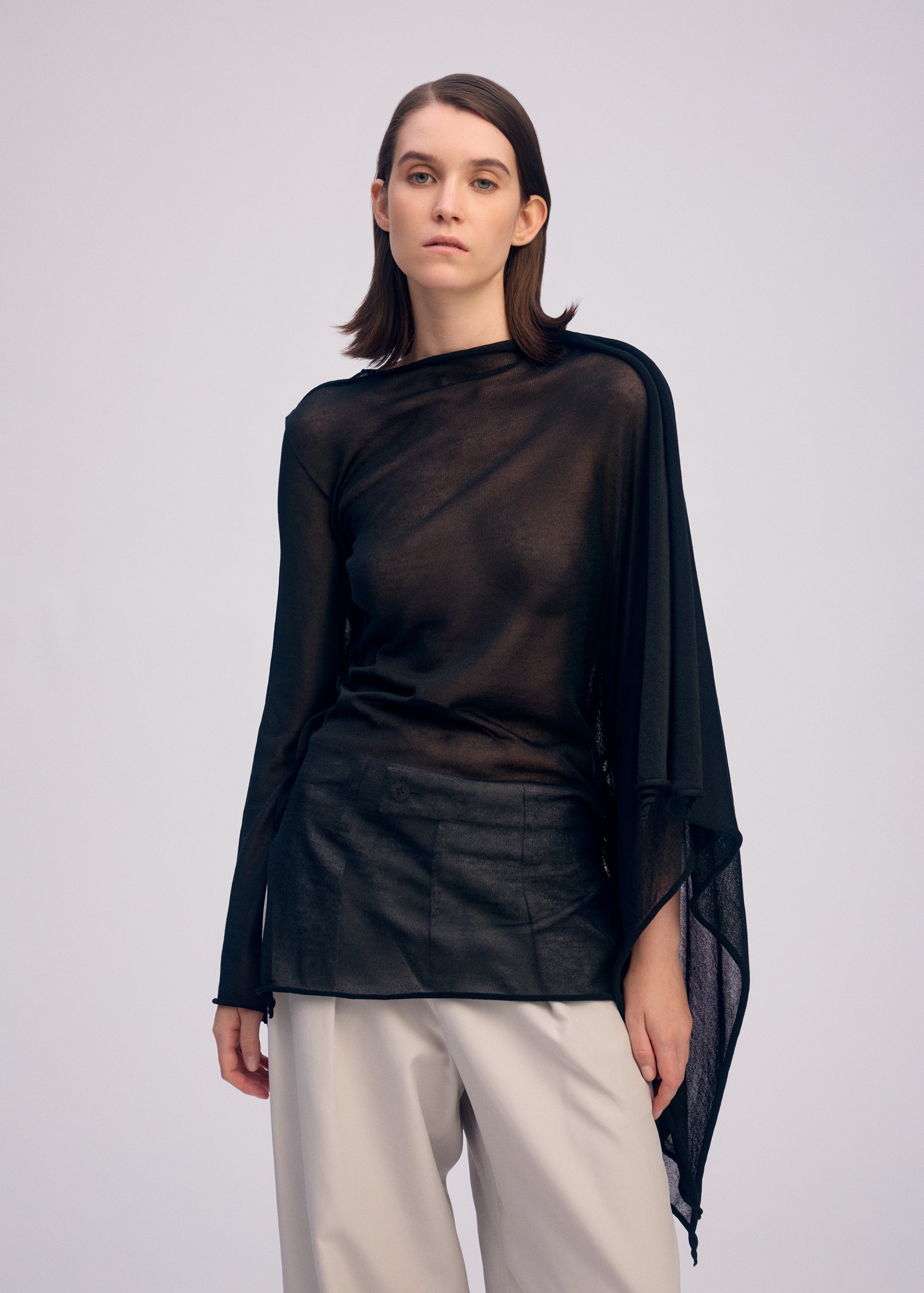 Issey Miyake Concealed Knit úpletový top Black lyocell