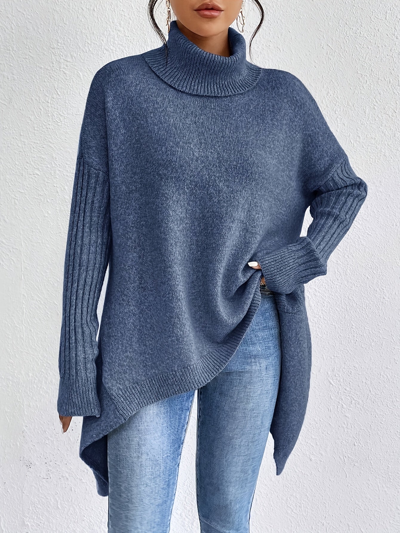 Norielle rolák oversize svetr asymetrický zelený