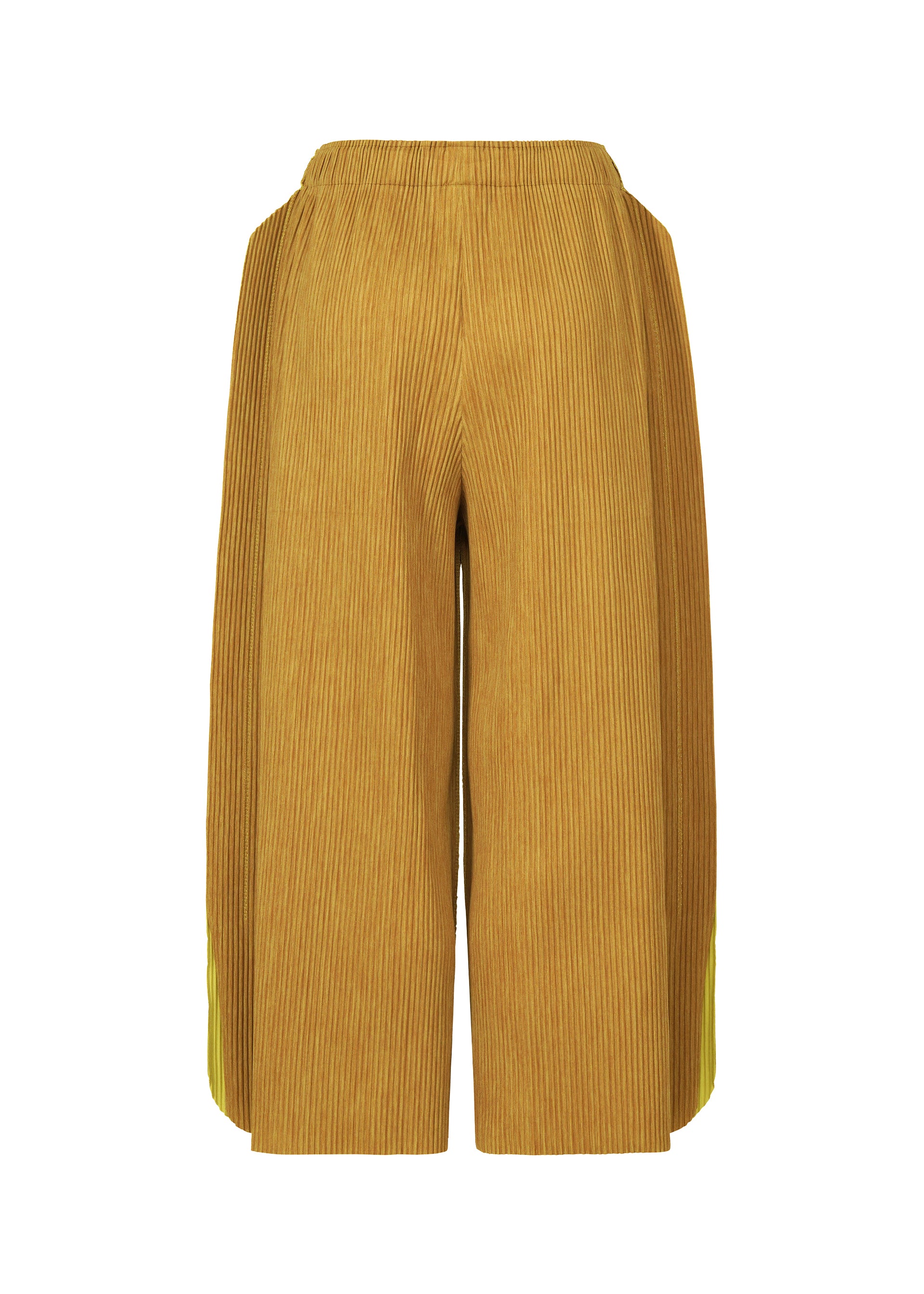 Issey Miyake Mix Fine Knit Pleats kalhoty žluté široké