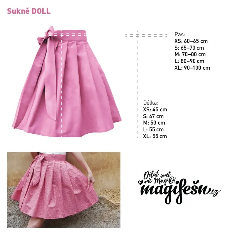 Magifešn Doll sukně červená bavlněná