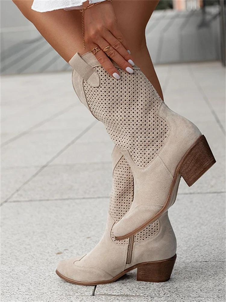 Norielle Western Chic kovbojské boty bílé perforované