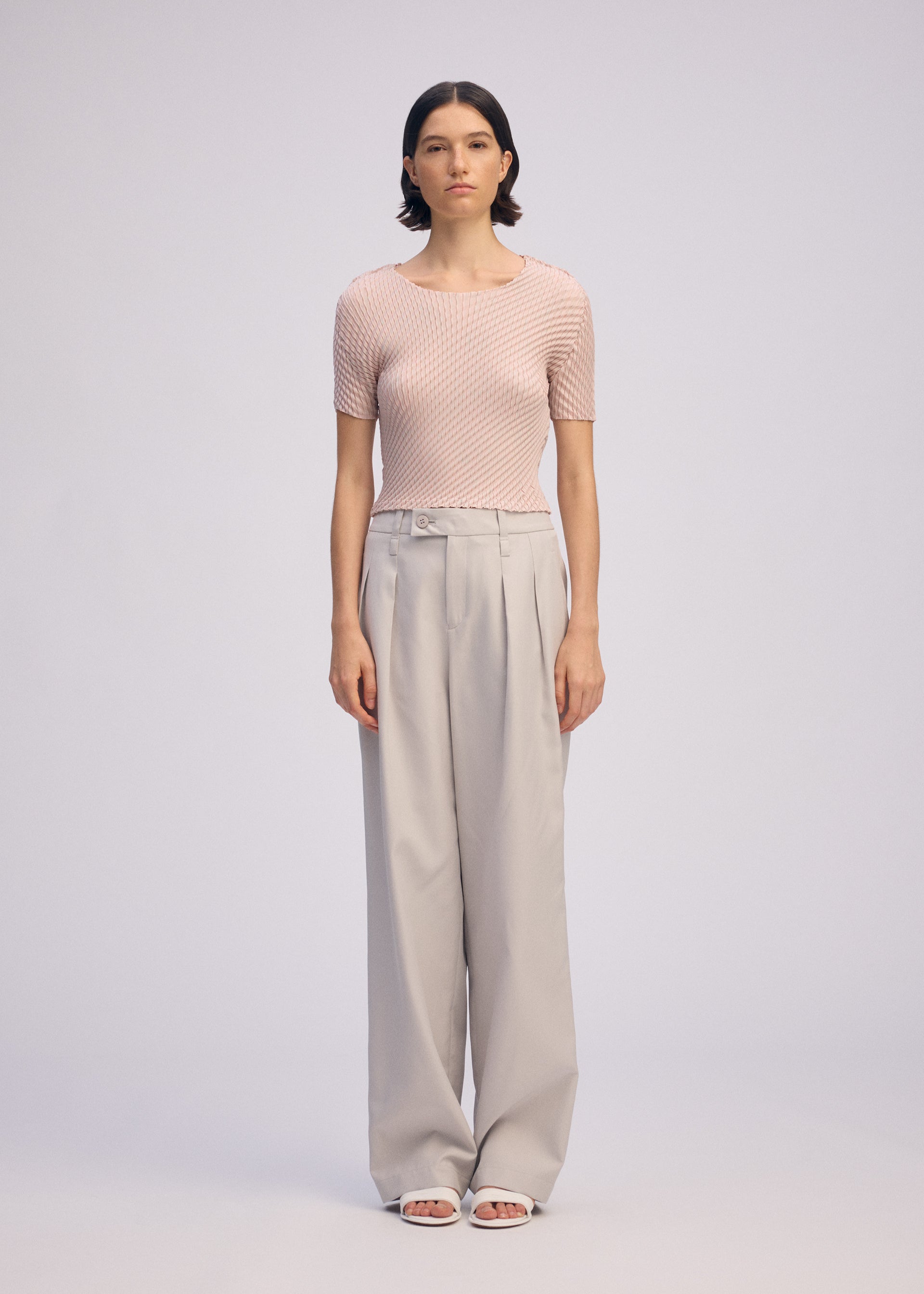 Issey Miyake Restore Blend Pleats tričko růžové