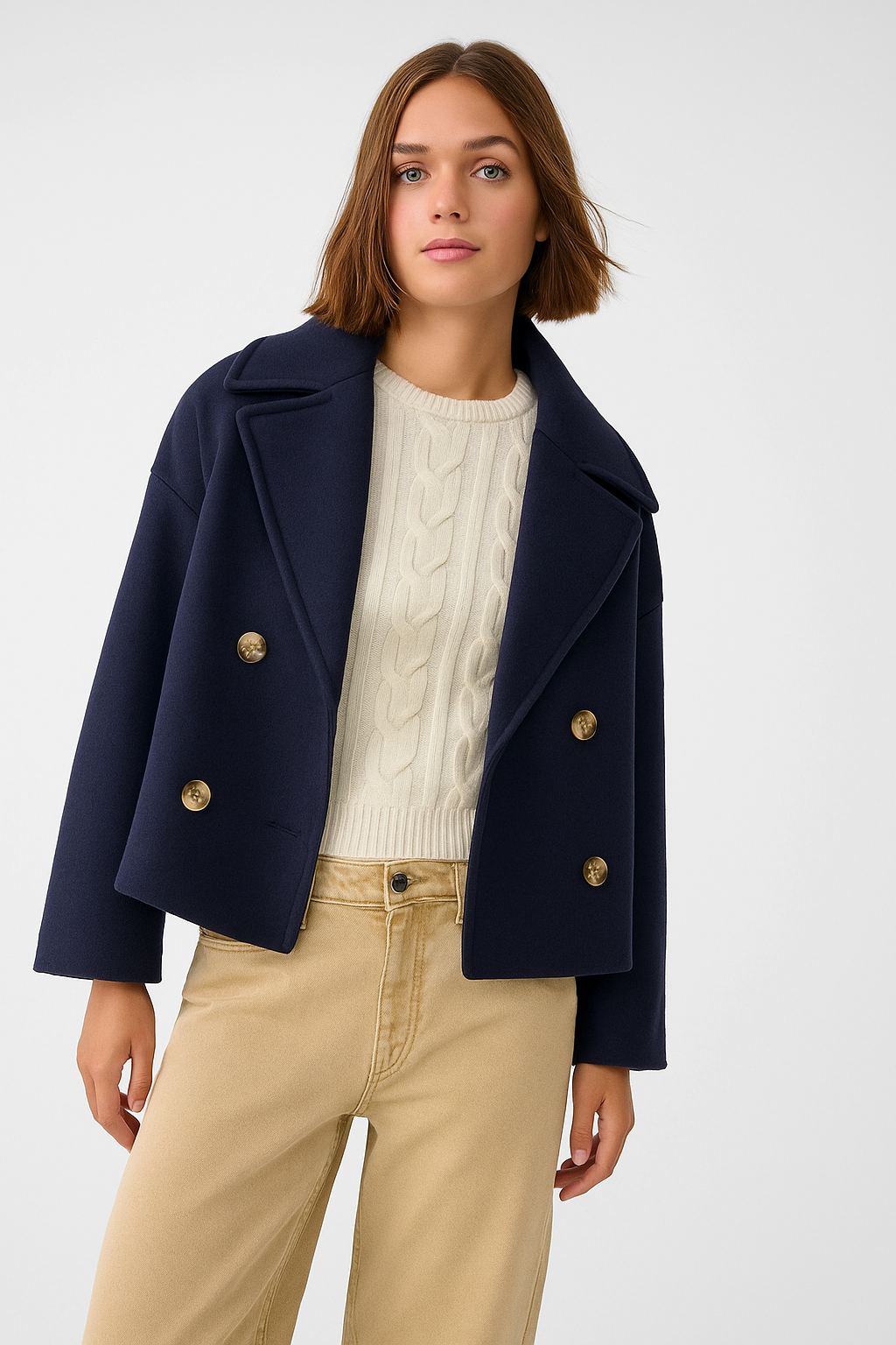 Norielle krátké dvouřadé sako krémové elegantní