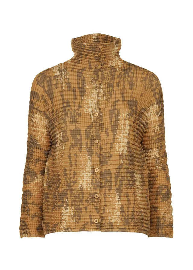 Issey Miyake Leaf Pleats Shirt kardigan hnědý