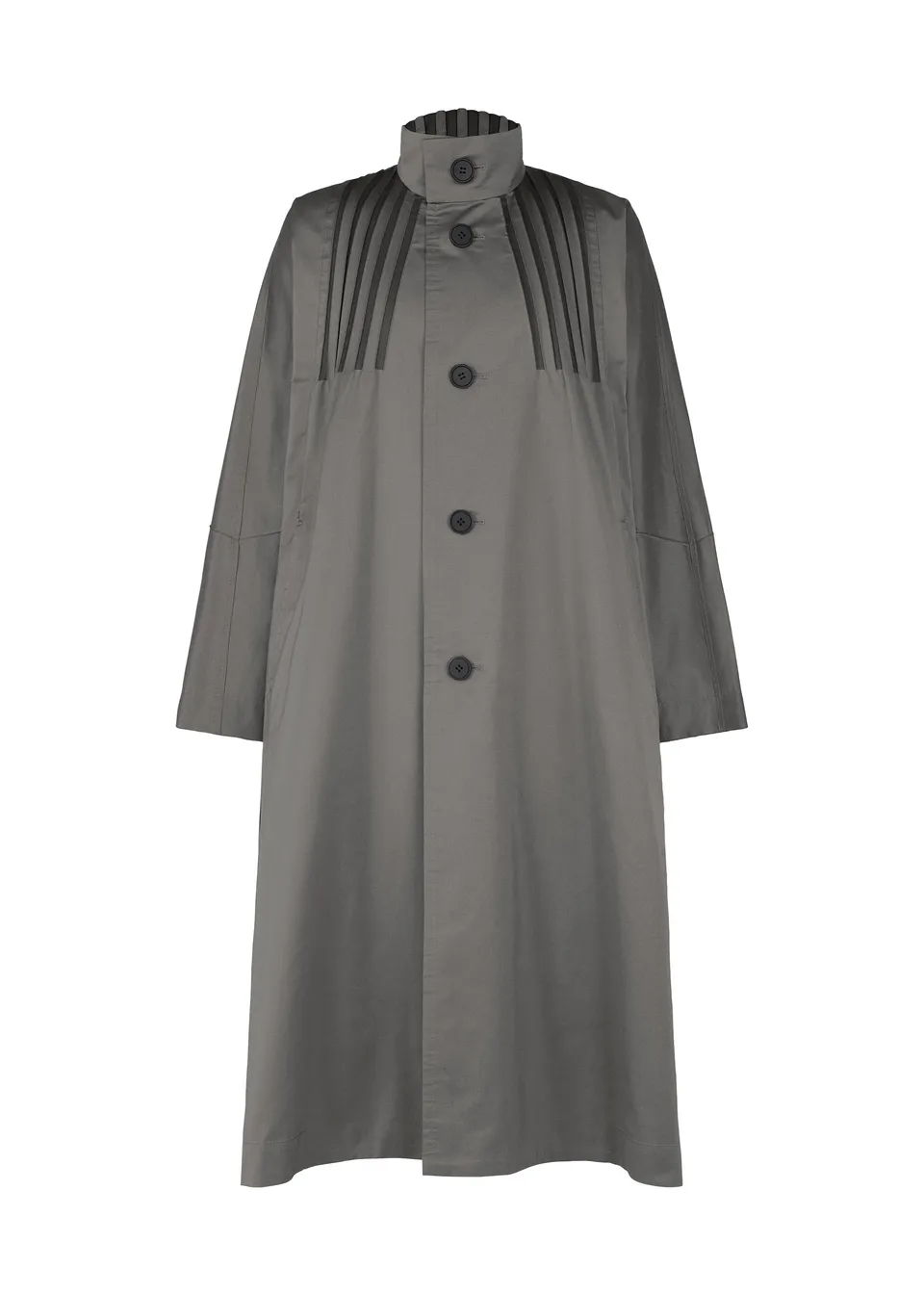 Issey Miyake Type-S 001-1 kabát tmavě šedá strečový