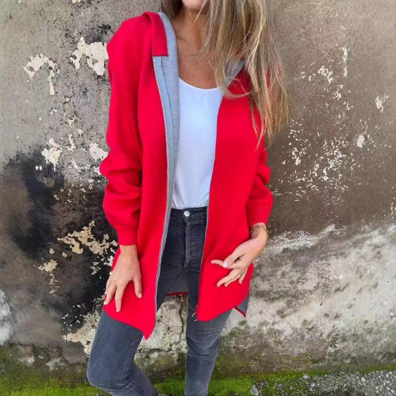 Norielle cardigan dámský svetr s kapucí červená M