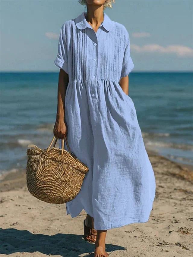 Norielle Chemise Midi košilové šaty bílé
