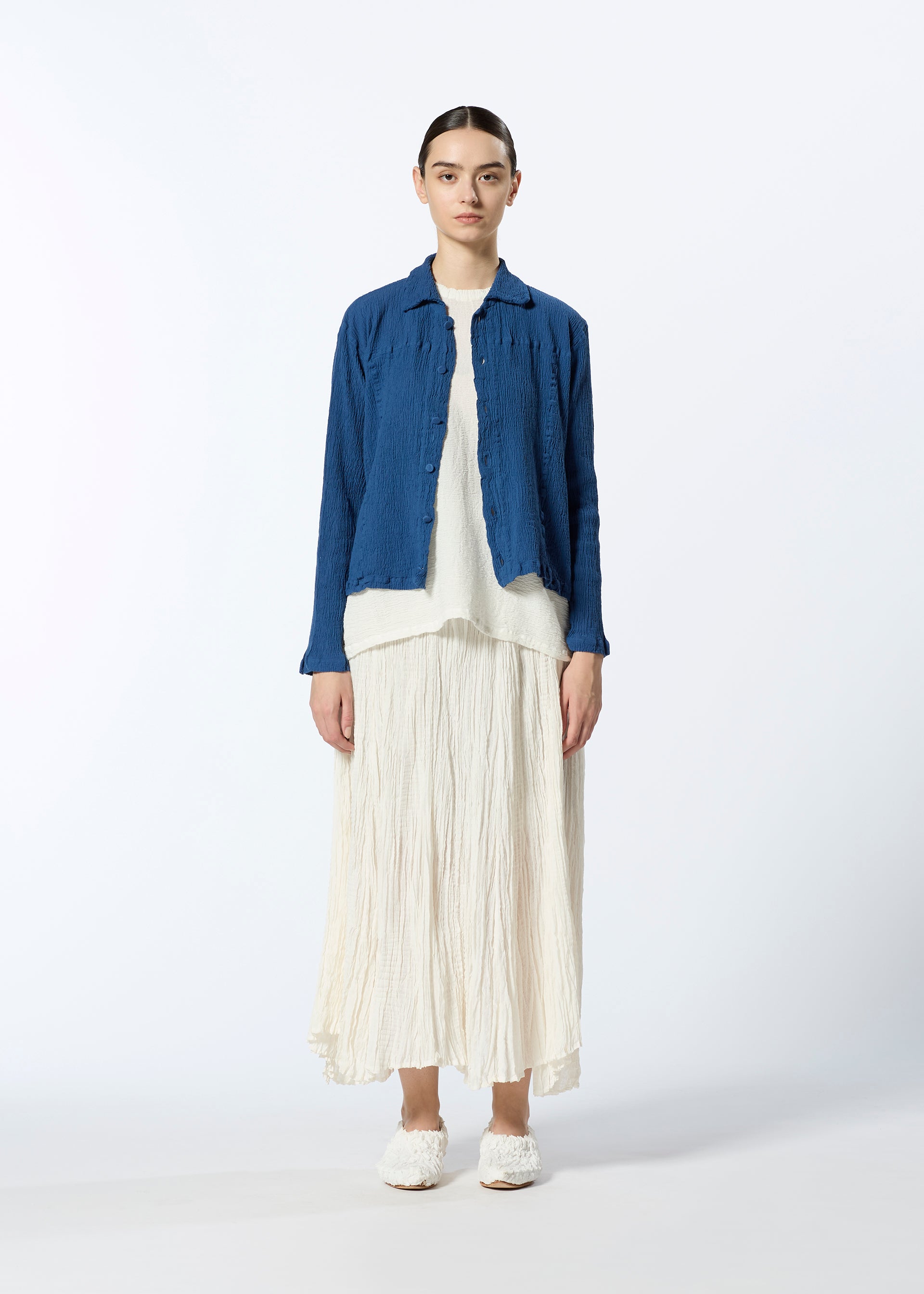 Issey Miyake Kyo Chijimi 2Way kardigan bílý