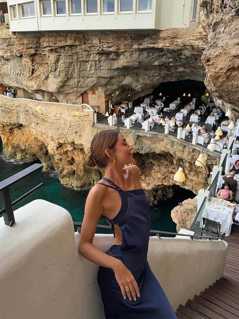 Norielle saténové šaty dlouhé s holými zády žluté