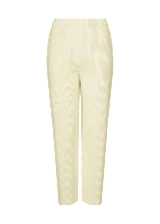 Issey Miyake Fine Knit Pleats kalhoty bílé lehký úplet