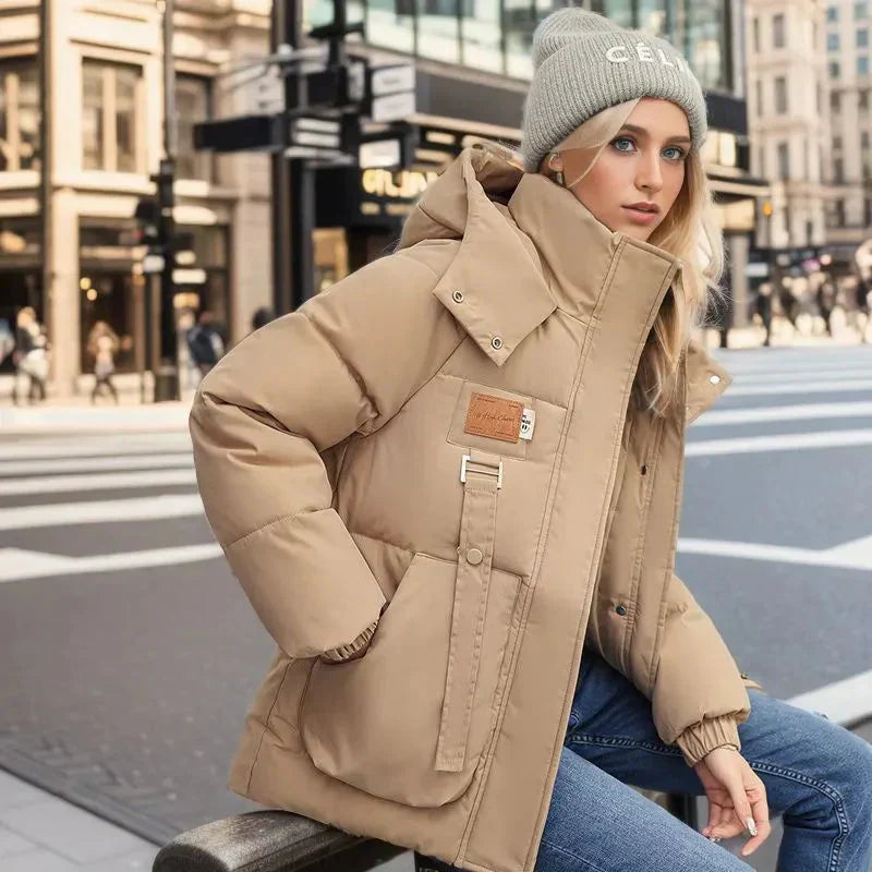 Norielle oversize prošívaná zimní bunda béžová teplá
