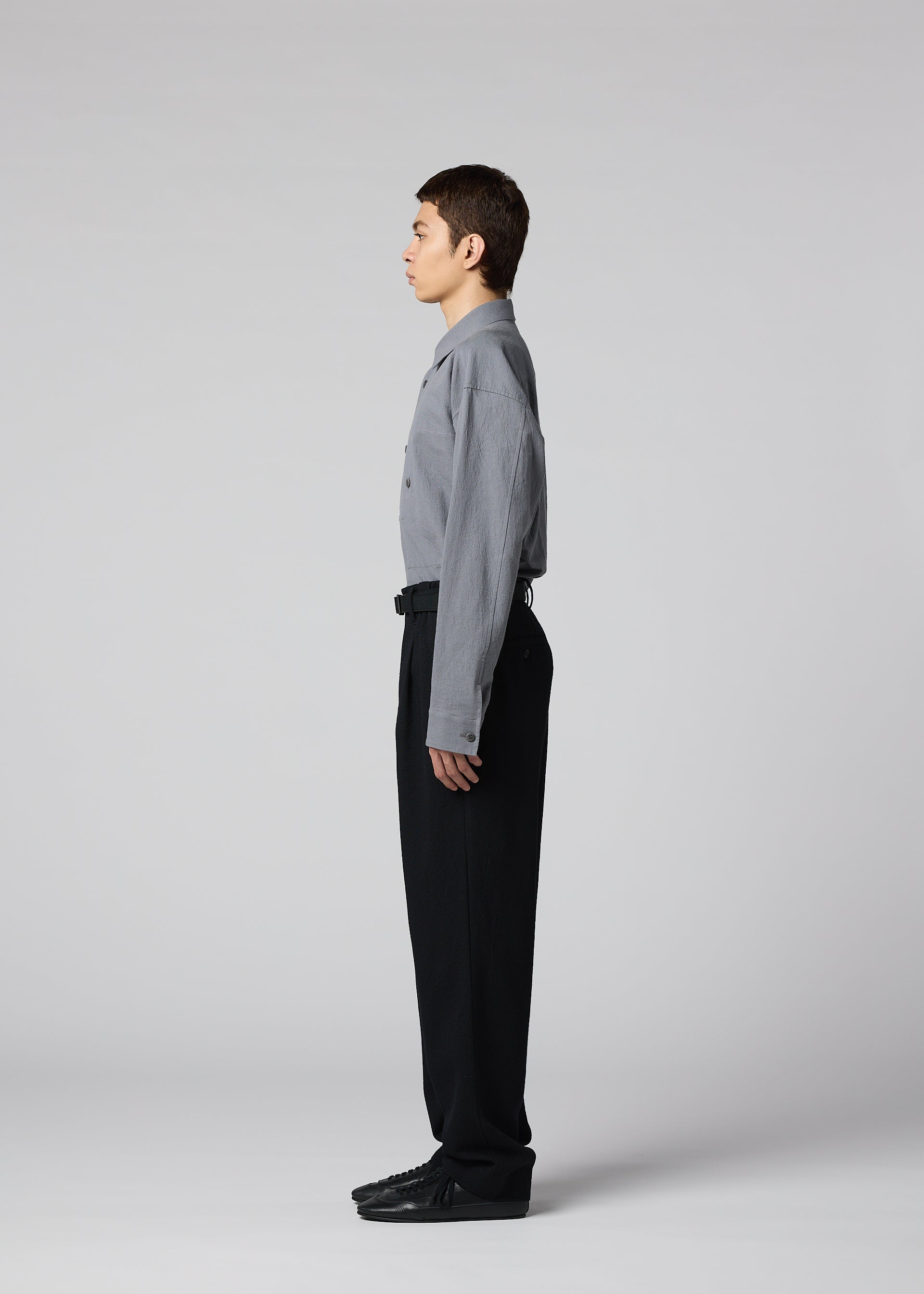 Issey Miyake Shrink Wool pánské kalhoty černé vlněné