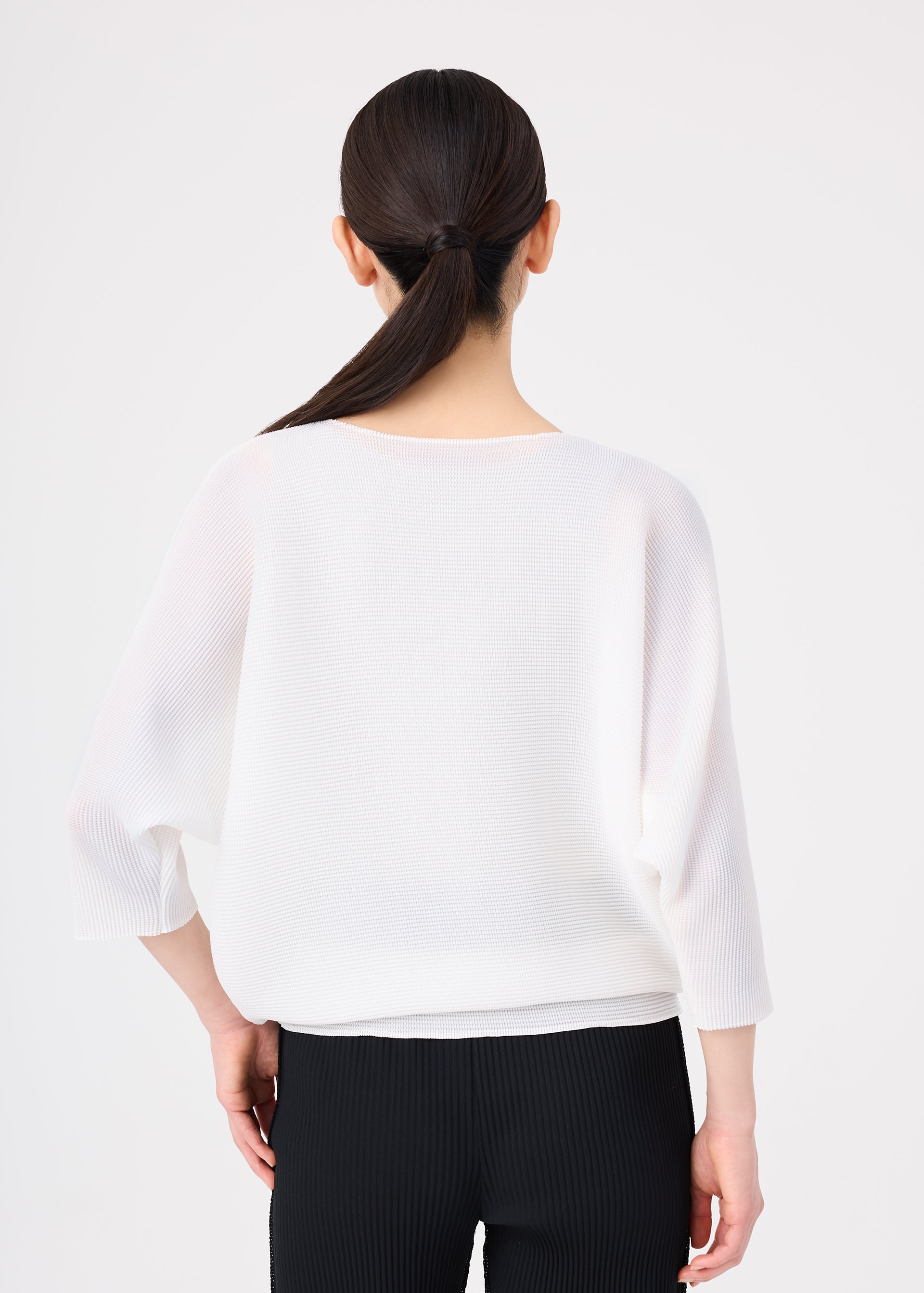 me Issey Miyake Dolman Stretch Pleats top černá 7/8