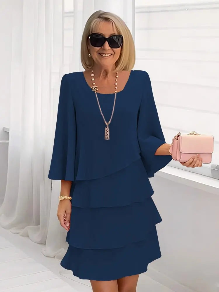 Norielle elegantní šaty s volány tmavě modré