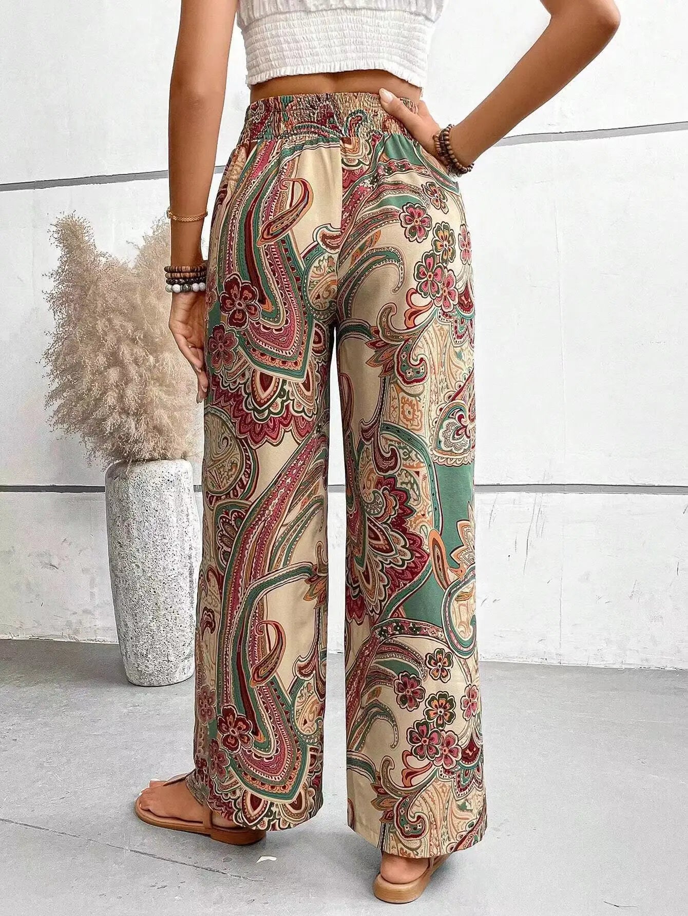 Norielle boho kalhoty se vzorem khaki