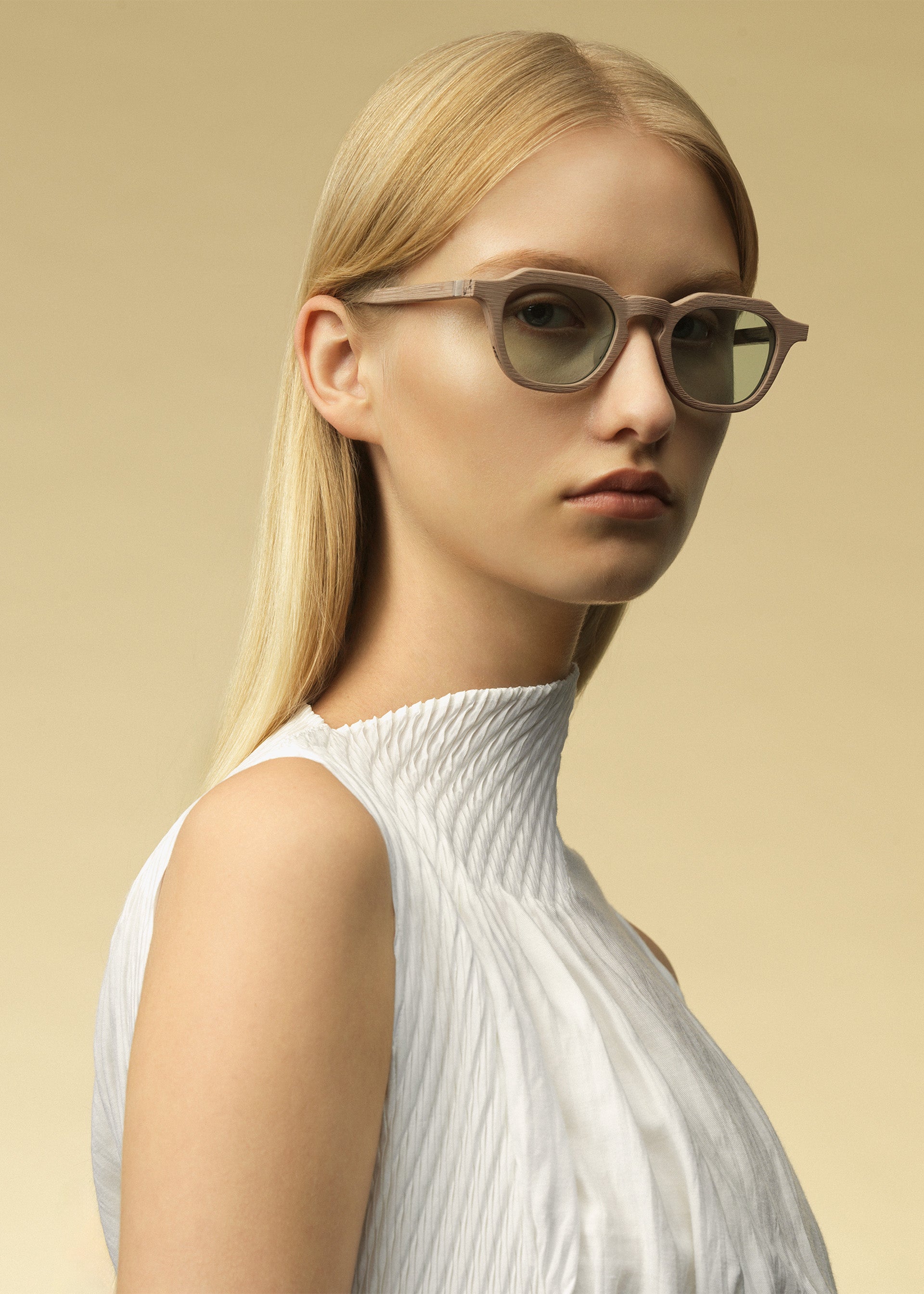 Issey Miyake Wood-Hexagon sluneční brýle wood beige světlé