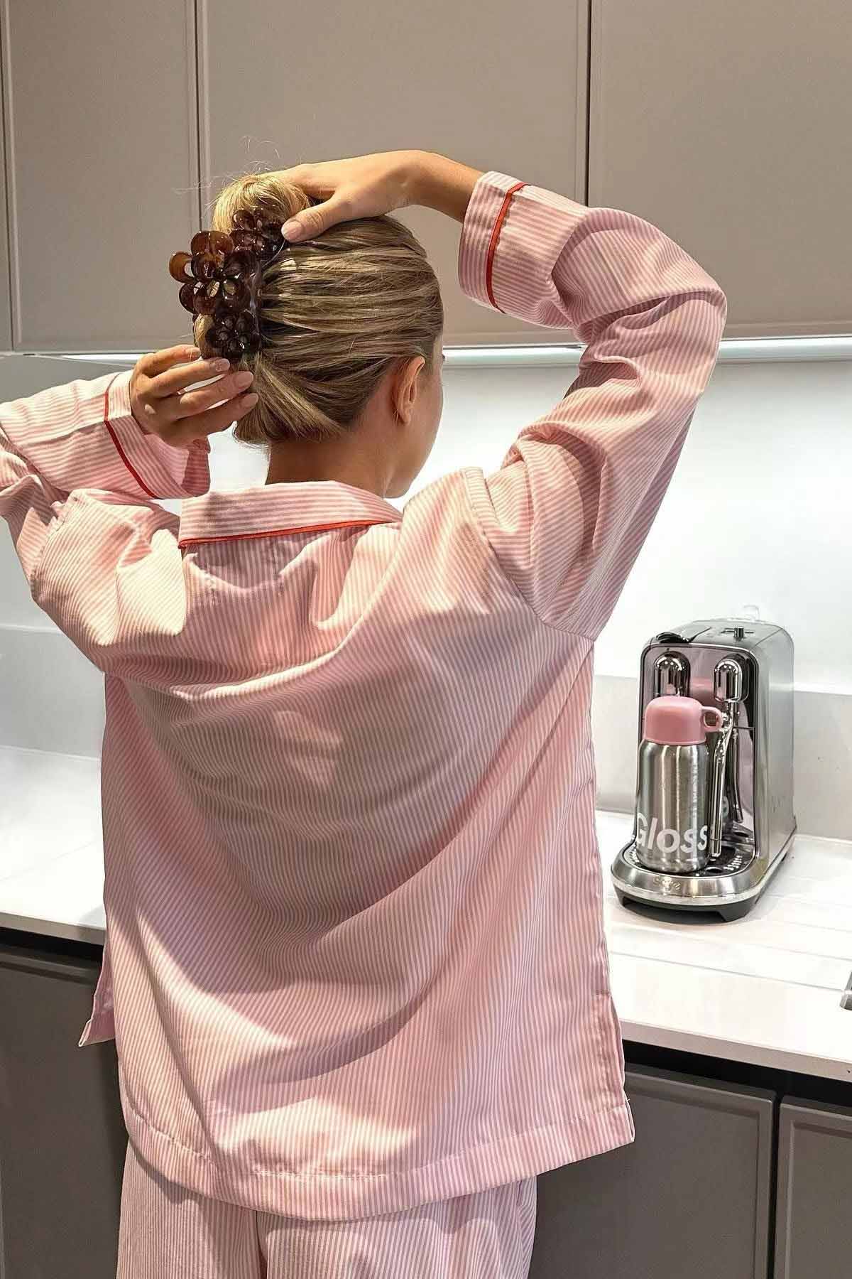 Norielle Satin pyžamo růžové S se srdíčky