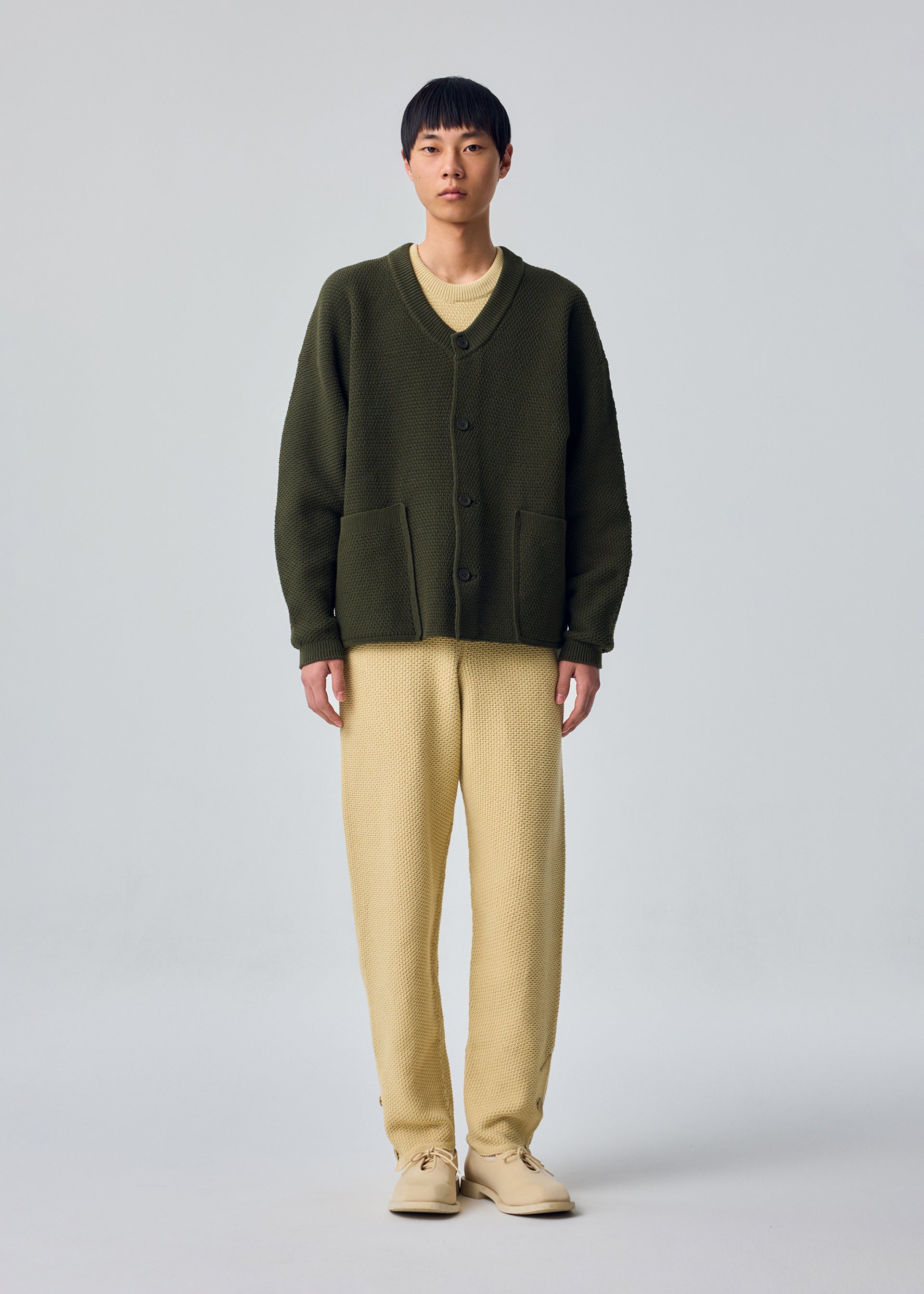 Issey Miyake Rustic Knit kardigan Black vlněný