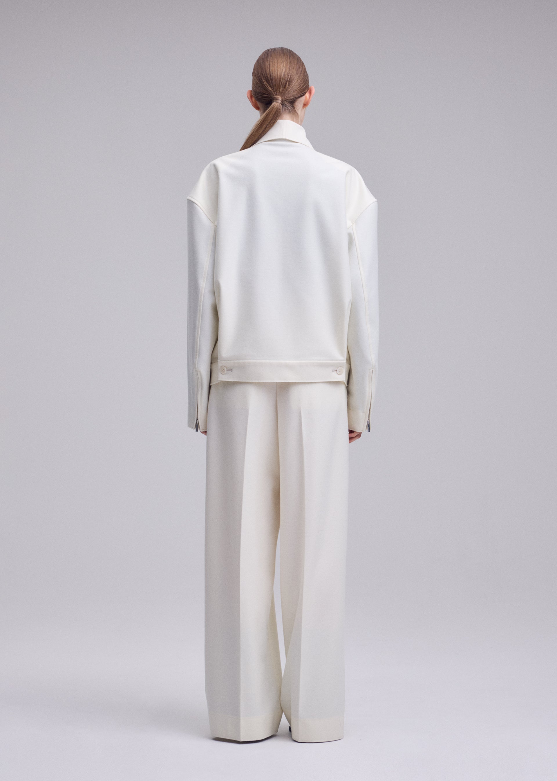Issey Miyake SHELL bunda off-white vlněný úplet
