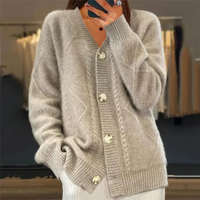 Norielle pletený cardigan dámský béžový na knoflíky