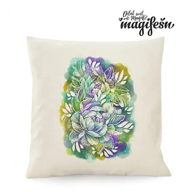 Magifešn FAIR TRADE Polštář povlak Pivoňky Fresh 50x50 cm