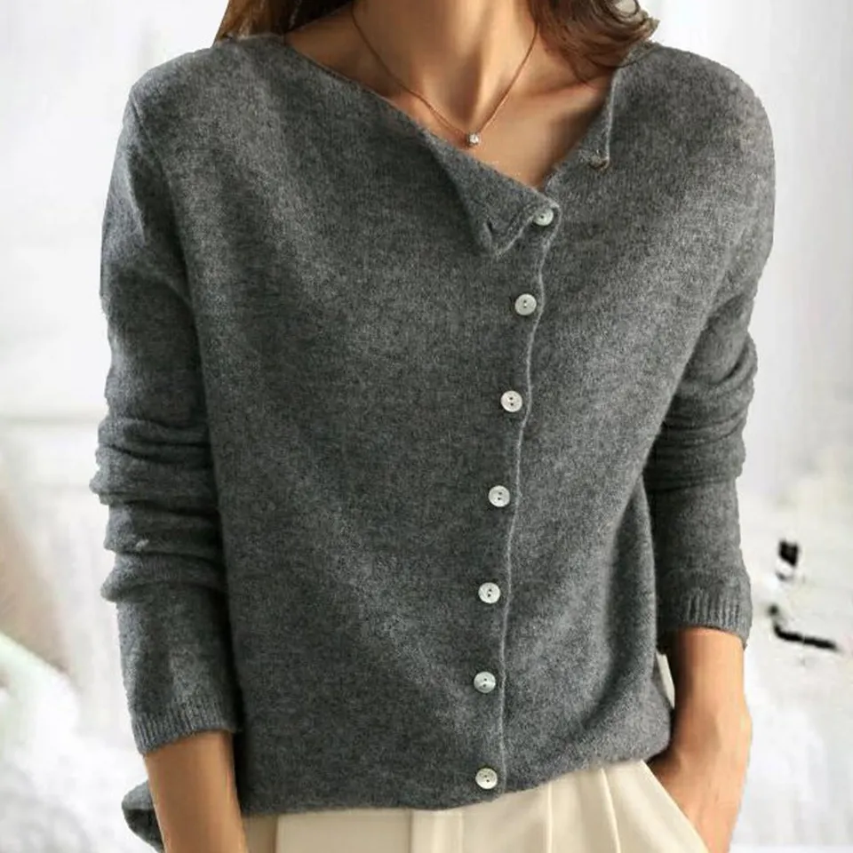 Norielle pletený cardigan šedý na knoflíky véčko