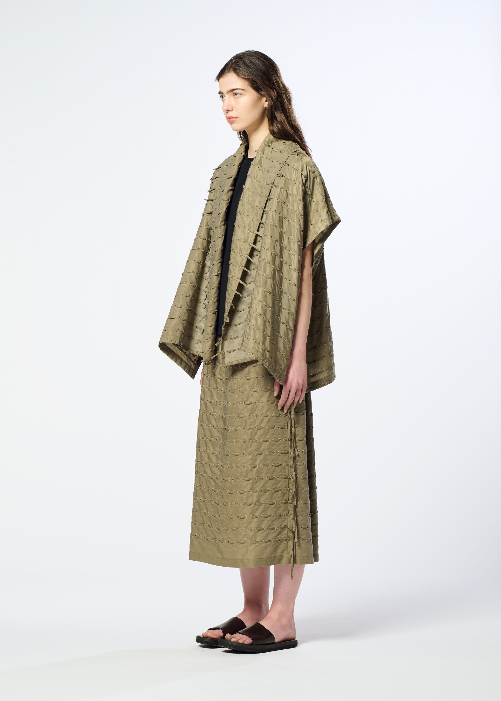 Issey Miyake Hole & Line kardigan khaki vel. 2 děrovaný
