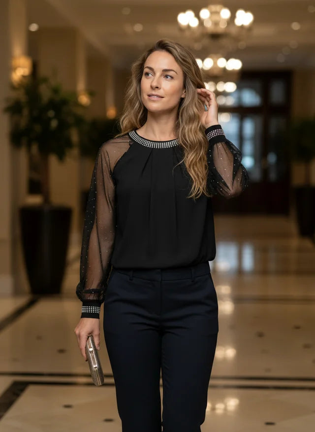 Norielle společenská halenka černá s voálem